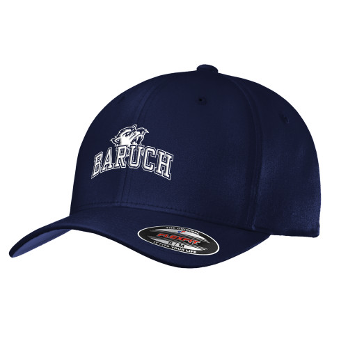 College Navy Flexfit Structured Low Profile Hat-Baruch Arched