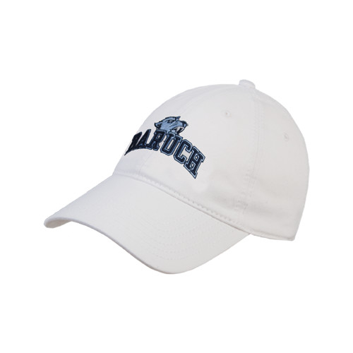 College White Unstructured Adjustable Low Profile Hat-Baruch Arched