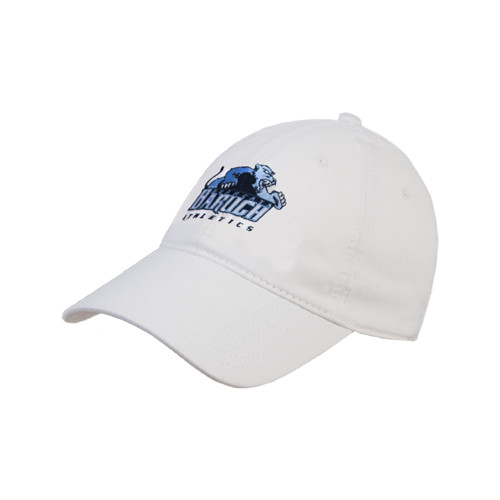 College White Unstructured Adjustable Low Profile Hat-Baruch Athletics
