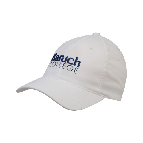 College White Flexfit Structured Low Profile Hat-Official Logo
