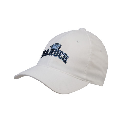 College White Flexfit Structured Low Profile Hat-Baruch Arched