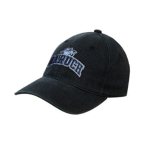 College Black Flexfit Structured Low Profile Hat-Baruch Arched