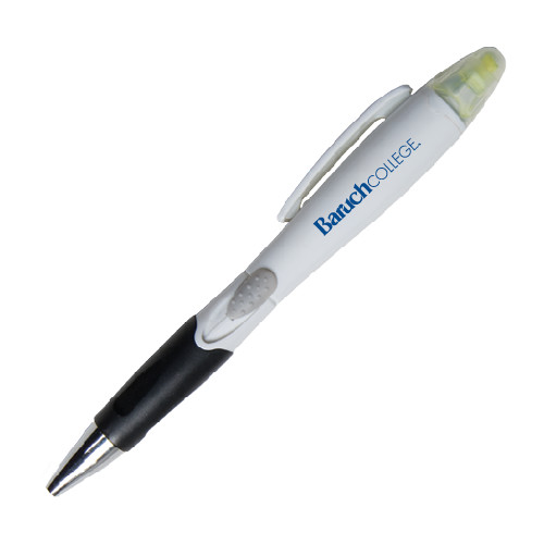 College Blossom White Pen/Highlighter-Baruch Wordmark