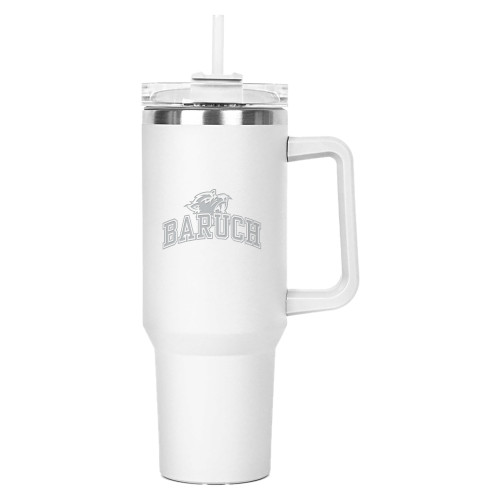Hippo White Mug & Straw Lid with Twist Closure 40 oz-Baruch Arched Engraved
