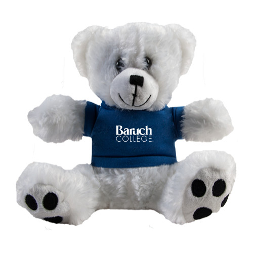 College Plush Big Paw 8 1/2 inch White Bear w/Navy Shirt-Official Logo