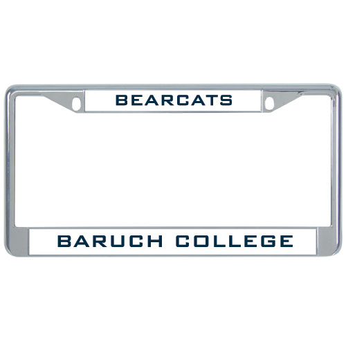 College Metal License Plate Frame in Chrome-Mascot