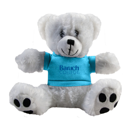 College Plush Big Paw 8 1/2 inch White Bear w/Light Blue Shirt-Official Logo