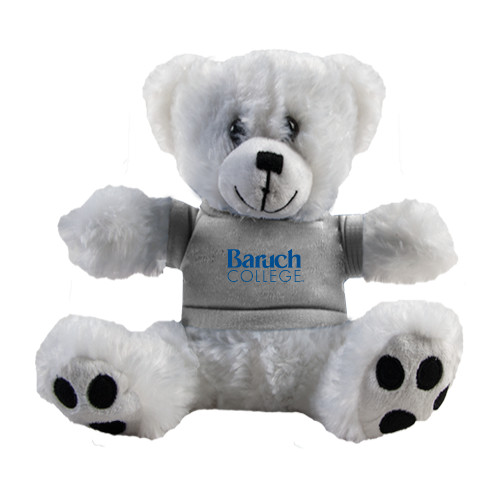 College Plush Big Paw 8 1/2 inch White Bear w/Grey Shirt-Official Logo