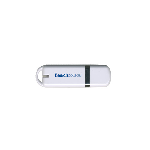 College USB White Pen Drive 4G-Baruch Wordmark