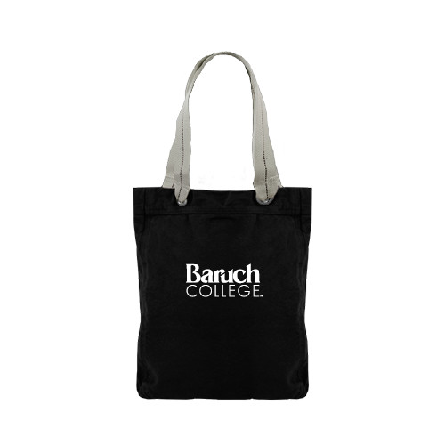College Allie Black Canvas Tote-Official Logo