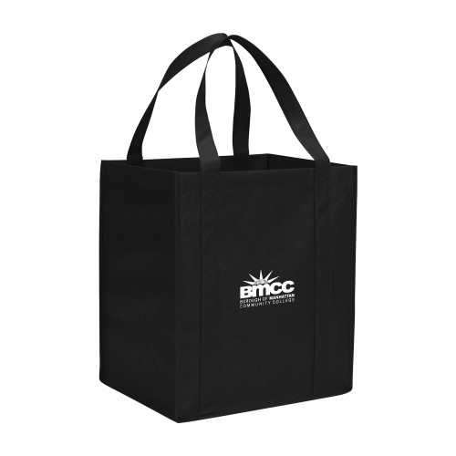 Non Woven Black Grocery Tote-BMCC Stacked