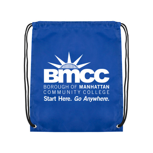 Royal Drawstring Backpack-BMCC Start Here Go Anywhere