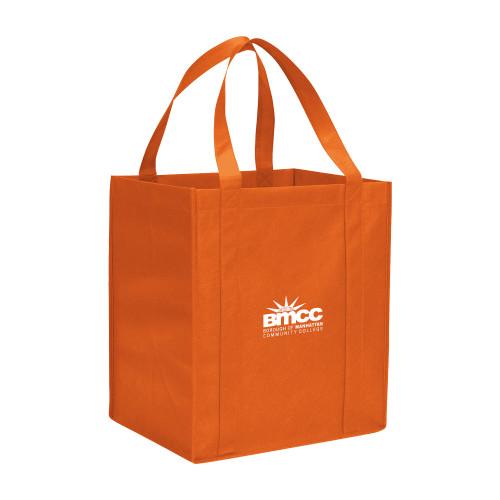 Non Woven Orange Grocery Tote-BMCC Stacked