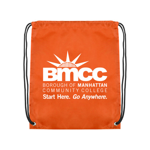 Orange Drawstring Backpack-BMCC Start Here Go Anywhere