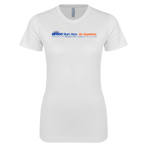 Next Level Womens White Boyfriend Tee-Start Here Go Anywhere