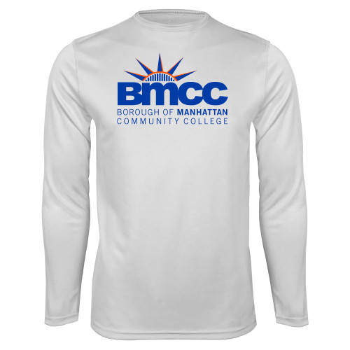 White Performance Long Sleeve Shirt-BMCC Stacked