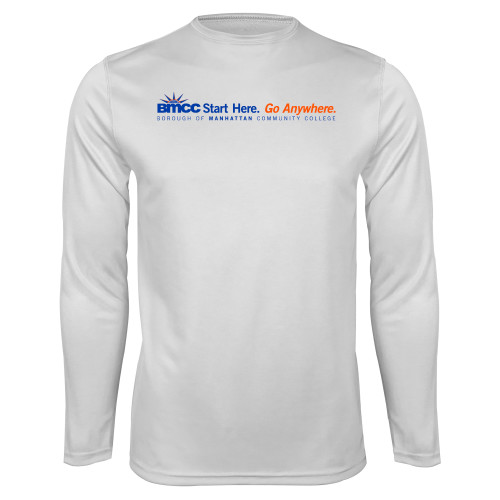 White Performance Long Sleeve Shirt-Start Here Go Anywhere