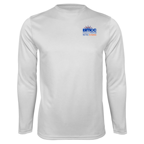 White Performance Long Sleeve Shirt-BMCC Start Here Go Anywhere