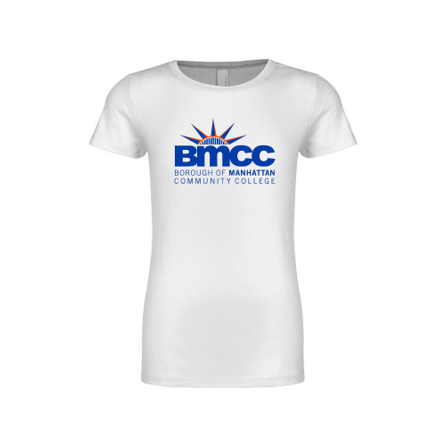 Next Level Girls White Fashion Fit T Shirt-BMCC Stacked