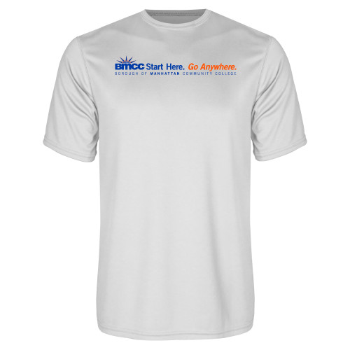 White Performance Tee-Start Here Go Anywhere