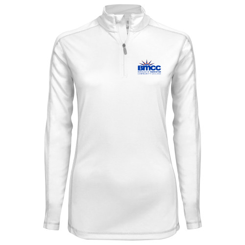 Syntrel Womens White Interlock 1/4 Zip-BMCC Stacked