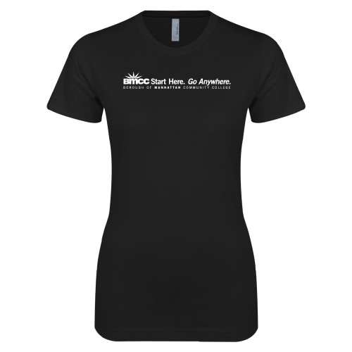 Next Level Womens Black Boyfriend Tee-Start Here Go Anywhere
