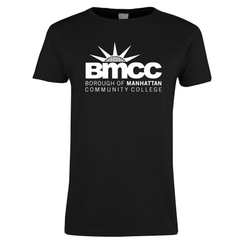 Womens Black Short Sleeve Tee-BMCC Stacked