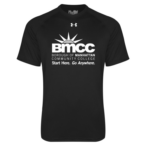 Borough of Manhattan Under Armour Black Tech Tee-BMCC Start Here Go Anywhere