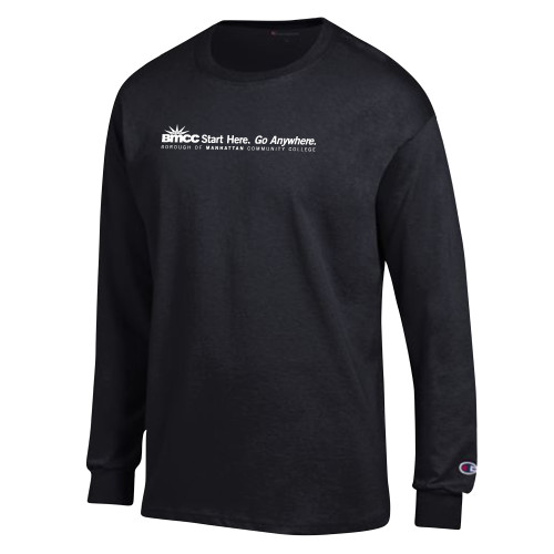 Borough of Manhattan Champion Black Long Sleeve T Shirt-Start Here Go Anywhere