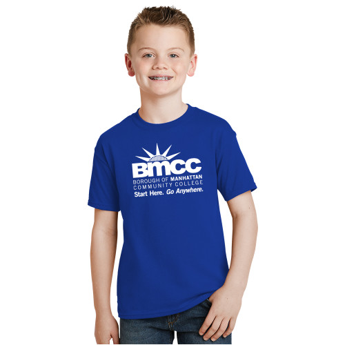 Youth Royal T Shirt-BMCC Start Here Go Anywhere