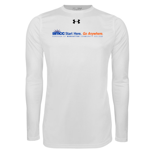 Under Armour White Long Sleeve Tech Tee-Start Here Go Anywhere