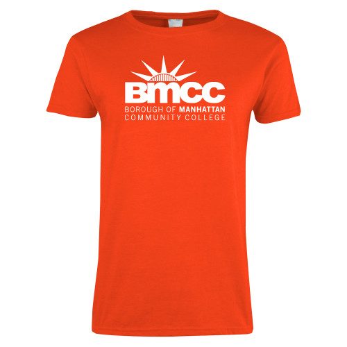 Womens Orange Short Sleeve Tee-BMCC Stacked