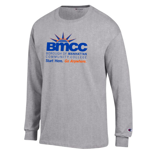 Champion Oxford Grey Long Sleeve T Shirt-BMCC Start Here Go Anywhere