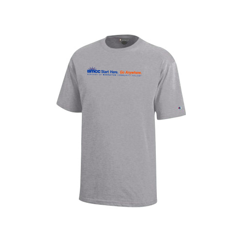 Champion Youth Grey Short Sleeve Tee-Start Here Go Anywhere