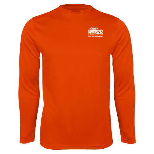 Orange Performance Long Sleeve Shirt-BMCC Start Here Go Anywhere