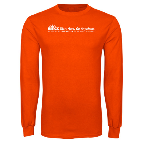 Orange Long Sleeve T-Shirt-Start Here Go Anywhere