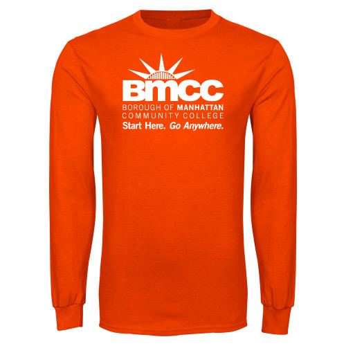 Orange Long Sleeve T-Shirt-BMCC Start Here Go Anywhere