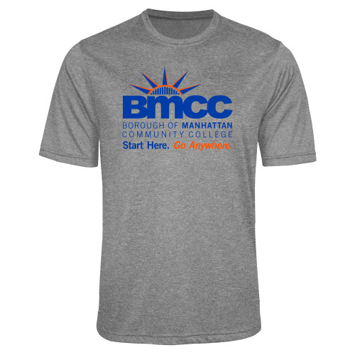 Grey Heather Performance Contender Tee-BMCC Start Here Go Anywhere