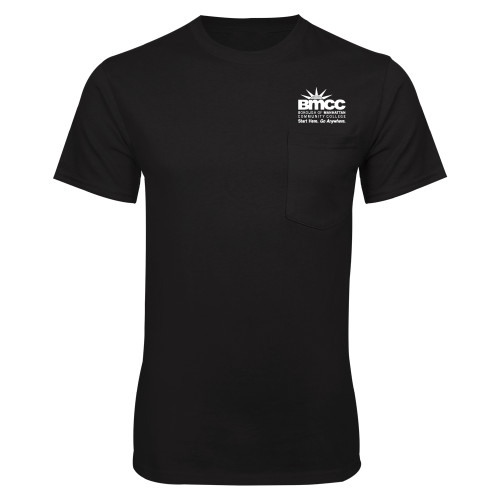 Black T Shirt w/Pocket-BMCC Start Here Go Anywhere