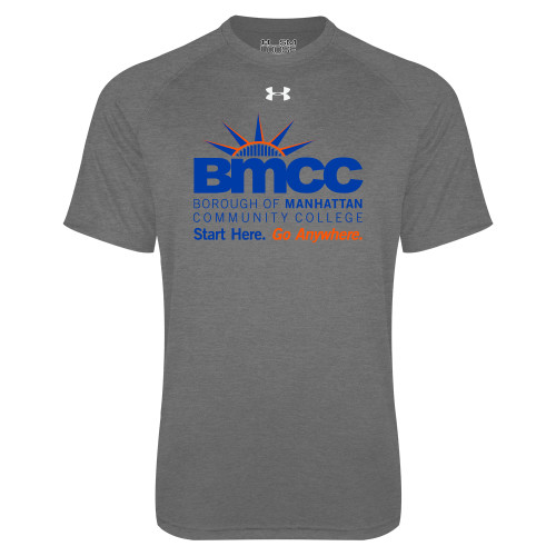 Under Armour Carbon Heather Tech Tee-BMCC Start Here Go Anywhere