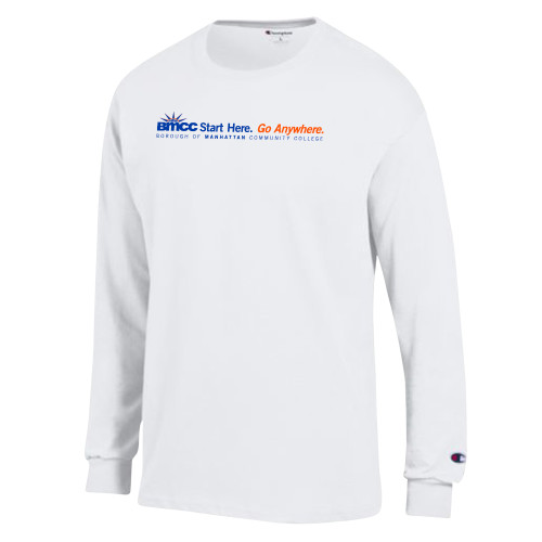 Champion White Long Sleeve T Shirt-Start Here Go Anywhere