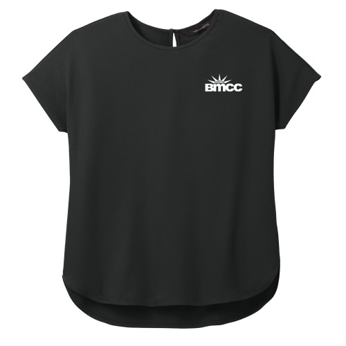 Mercer + Mettle Womens Black Stretch Crepe Crew-BMCC