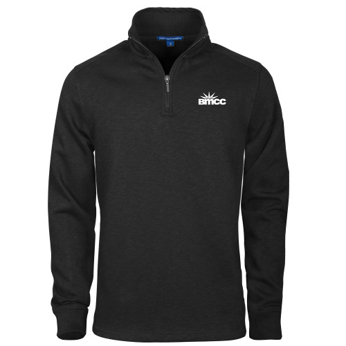 Black Slub Fleece 1/4 Zip Pullover-BMCC