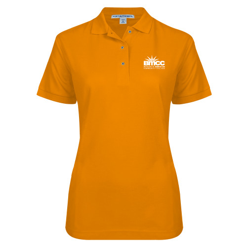 Womens Silk Touch Orange Pique Polo-BMCC Stacked