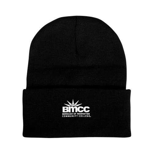 Black Knit Beanie w/Cuff-BMCC Stacked