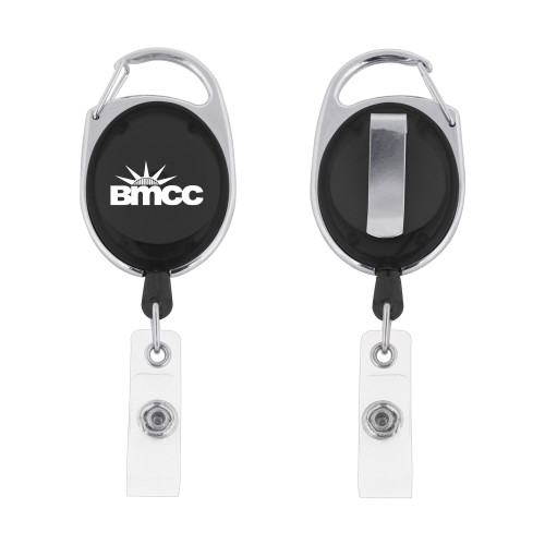 Black Oval Retractable Badge Holder w/Clip-BMCC