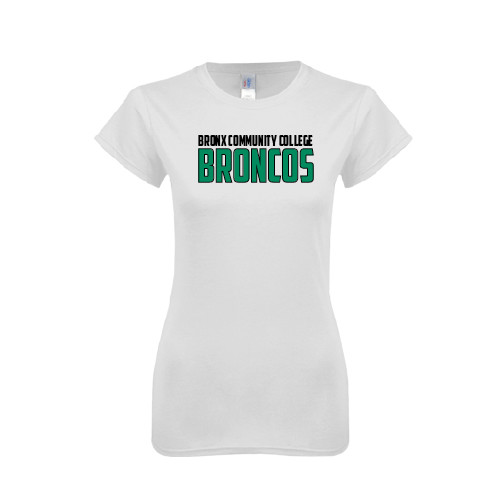 Next Level Womens White Boyfriend Tee-Bronx Community College Bronocs
