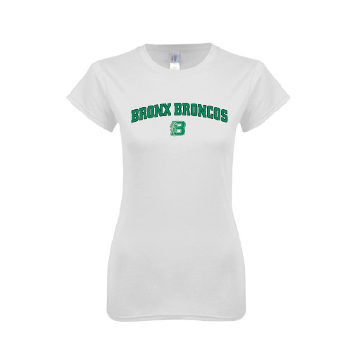 Next Level Womens White Boyfriend Tee-Bronox Broncos