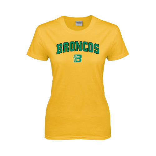Womens Gold Short Sleeve Tee-Arched Broncos