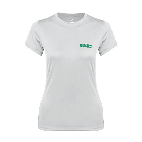 Womens White Performance Tee-Official Logo